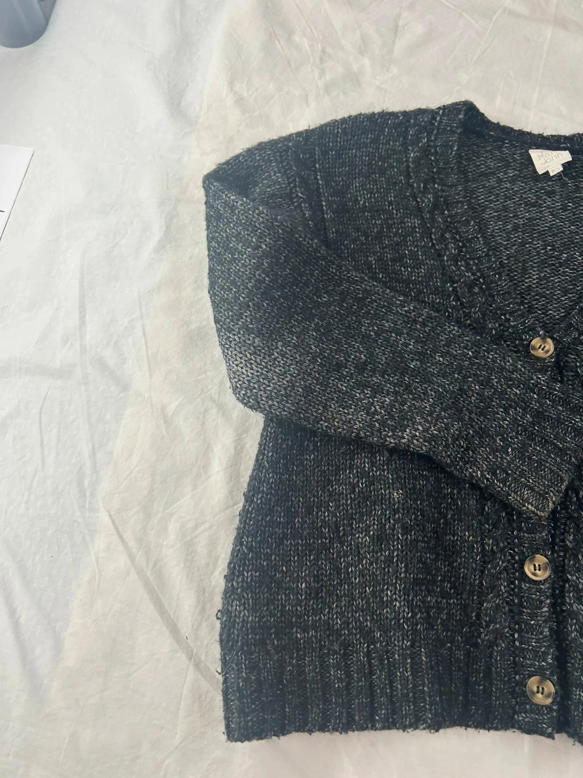 Sweat pull cardigan en laine et acrylique noir gris karl marc john – photo 6